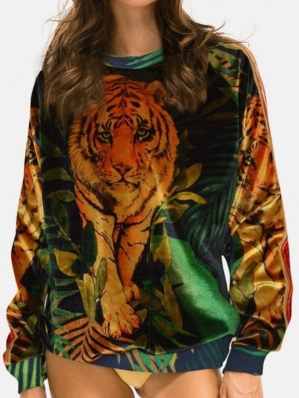 Aviator Nation Jungle Tiger Velour Pullover Sweatshirt